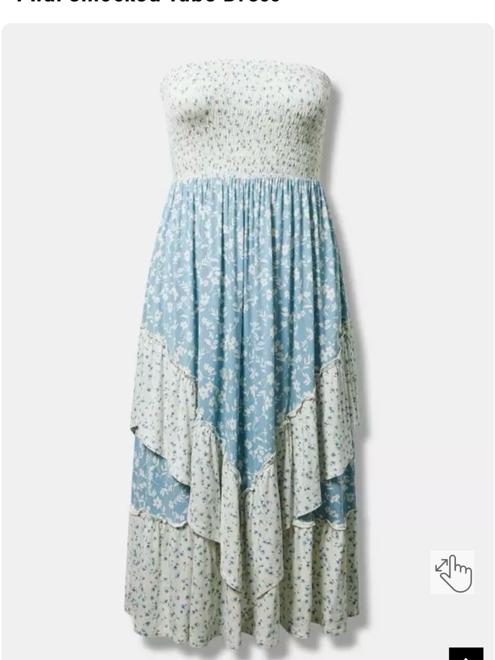 torrid NWT Blue & White Floral Smocked Tube Midi Dress - Picture 10 of 11